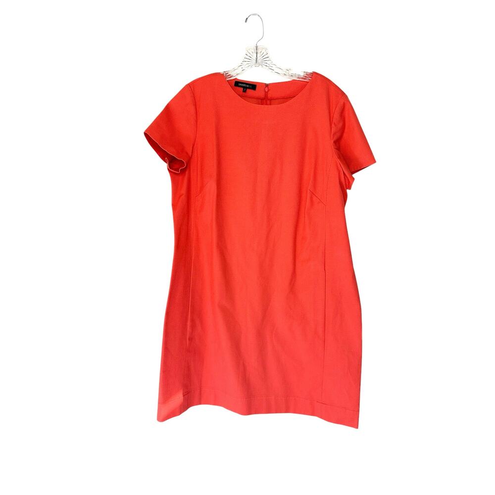 Lafayette 148 Coral Office Work Career Short Sleeve Textured Shift‎ Dress 14